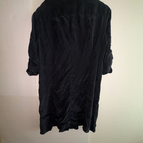 rag & bone 100% Silk Black Shirt Dress Collar Brass Buttons size 6 - Picture 2 of 12